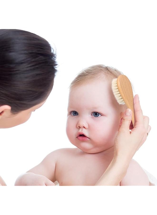 erorex - Baby Hair Brush For Newborn Toddlers Wooden Baby Soft Hair Brush With Goat Hair Bristles Gently - Image 1