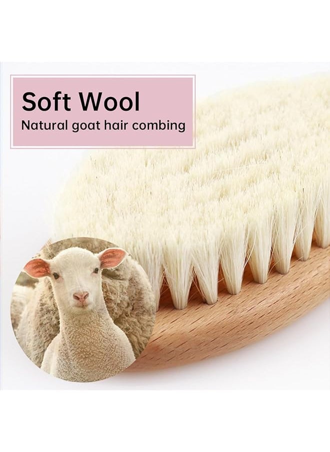 erorex - Baby Hair Brush For Newborn Toddlers Wooden Baby Soft Hair Brush With Goat Hair Bristles Gently - Image 1