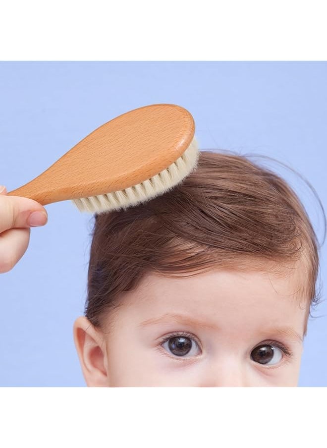 erorex - Baby Hair Brush For Newborn Toddlers Wooden Baby Soft Hair Brush With Goat Hair Bristles Gently - Image 1