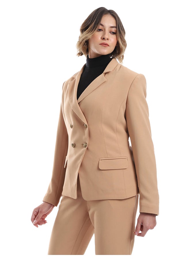 Esla - Plain Buttoned Basic Blazer - Image 1