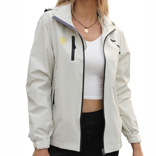 GIISAM Womens Waterproof Jacket Packable Windbreaker Light Weight Pretty Rain Coat with Detachable Hood for Running Cycling - Image 4