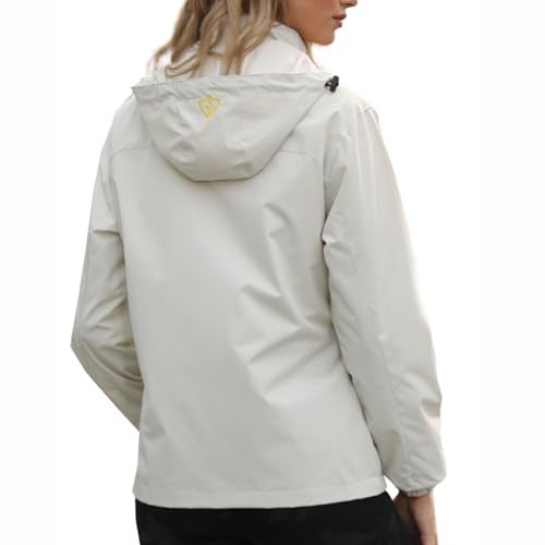 GIISAM Womens Waterproof Jacket Packable Windbreaker Light Weight Pretty Rain Coat with Detachable Hood for Running Cycling - Image 3