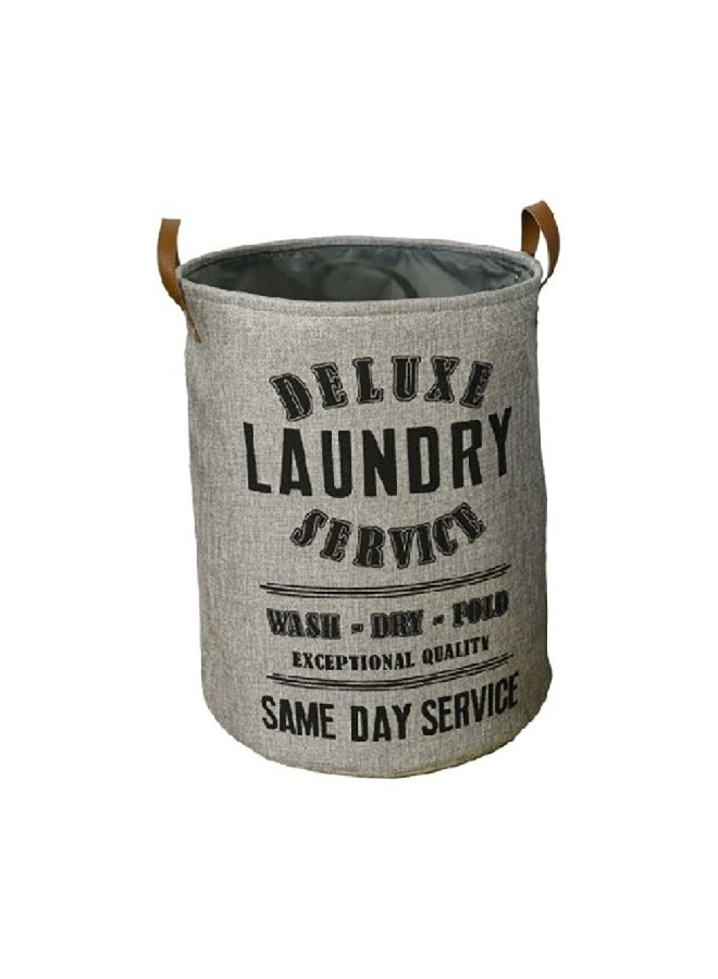 HONEYBEE Deluxe Laundry Service Printed Open Top Laundry Hamper with Handle Grey and Black 48 x 38 x 38 cm SSB0144A-A - Image 1