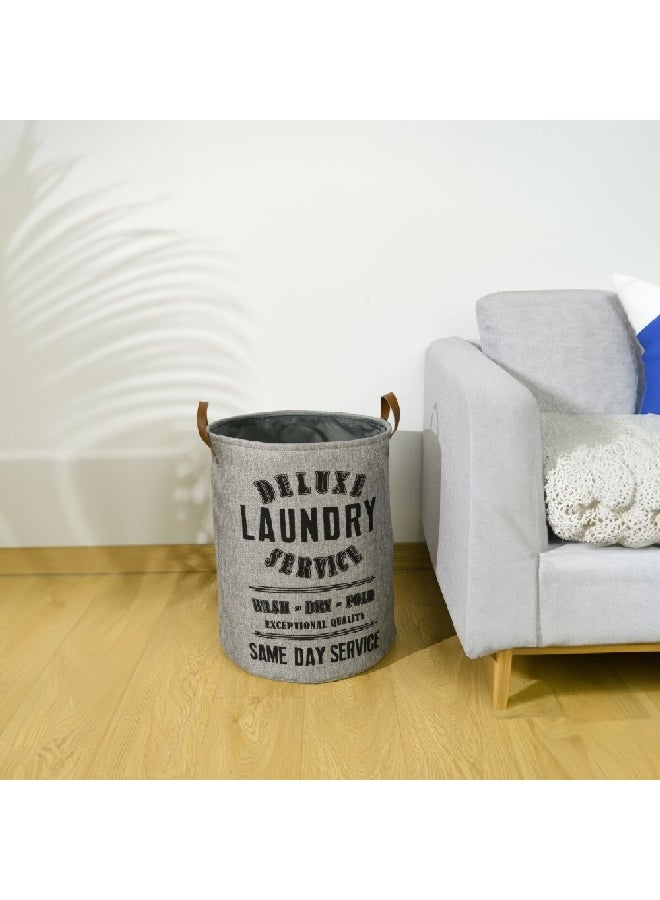 HONEYBEE Deluxe Laundry Service Printed Open Top Laundry Hamper with Handle Grey and Black 48 x 38 x 38 cm SSB0144A-A - Image 2