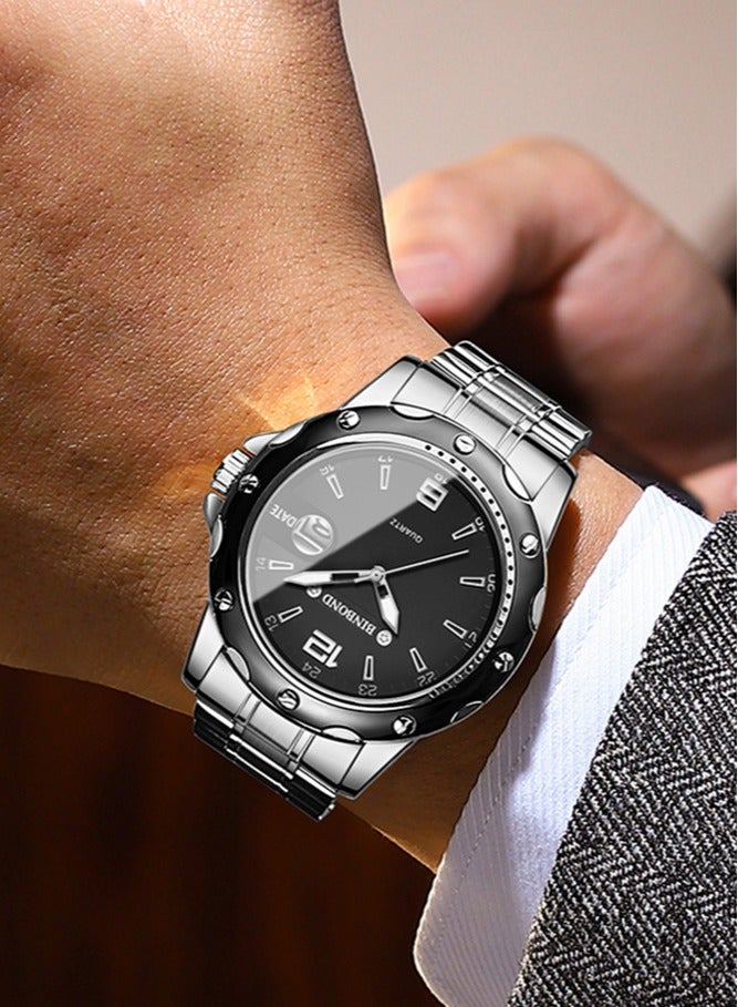 بينبوند ساعات للرجال ووتش فاخرة من الفولاذ المقاوم للصدأ الكوارتز ووتش مقاومة للماء