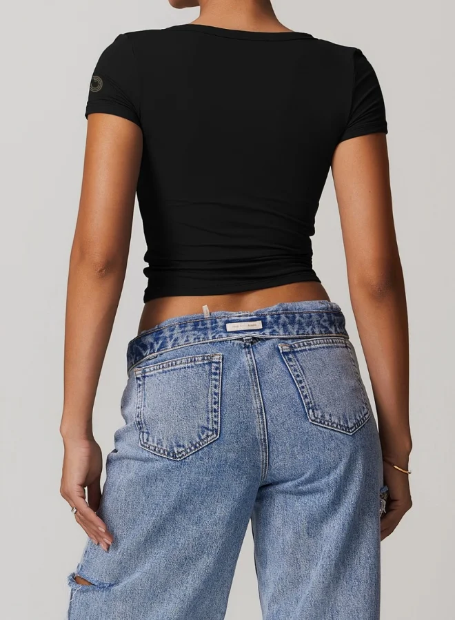 KAWN.YOGA Womens Crop Top Short Sleeves