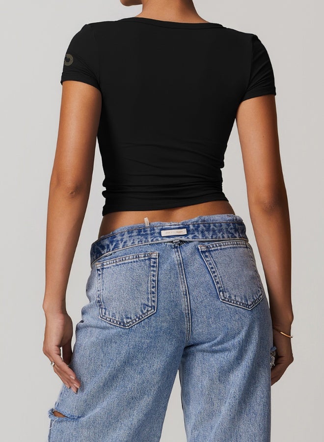 KAWN.YOGA Womens Crop Top Short Sleeves  - Image 3