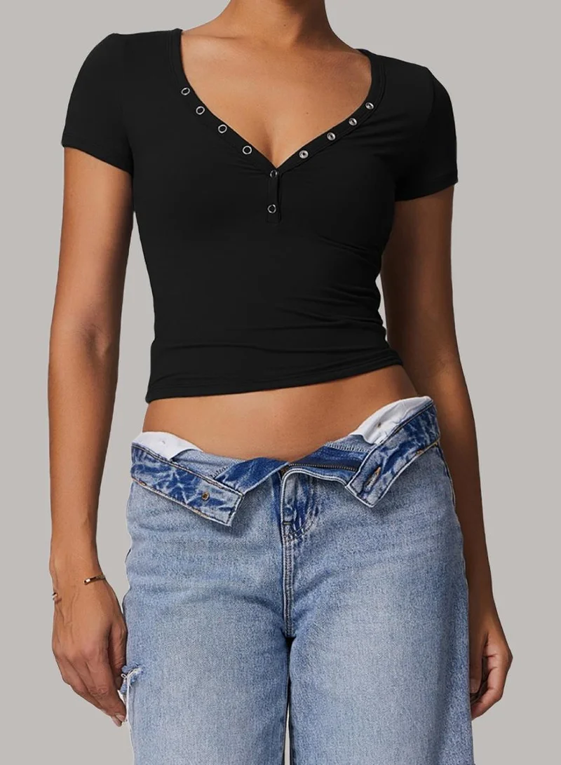 Womens Crop Top Short Sleeves