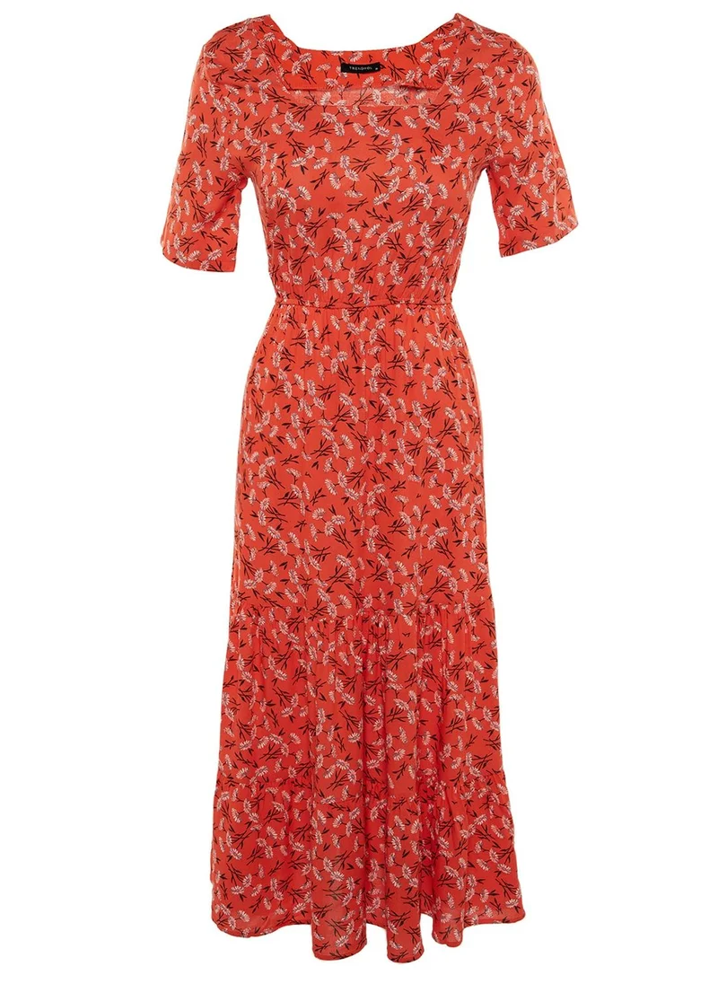 trendyol Square Neck Floral Print Dress