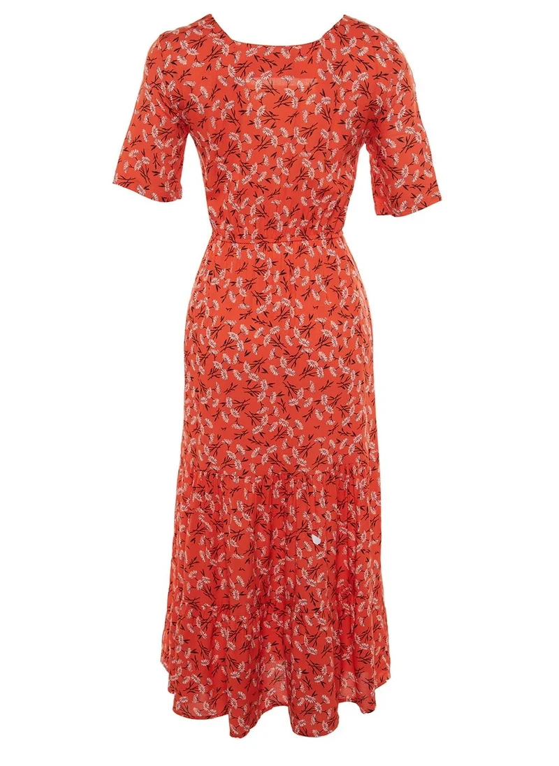 trendyol Square Neck Floral Print Dress