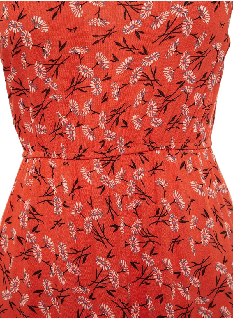 trendyol Square Neck Floral Print Dress