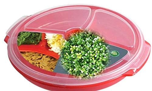 AMBSS SYS Home Products Essentials 3 pack- Microwave Food Storage Travel Tray Containers - Portion Control - 3 Section Compartment Divided Plates with Vented Lid For Easy Reheat (3, Red) - Image 2