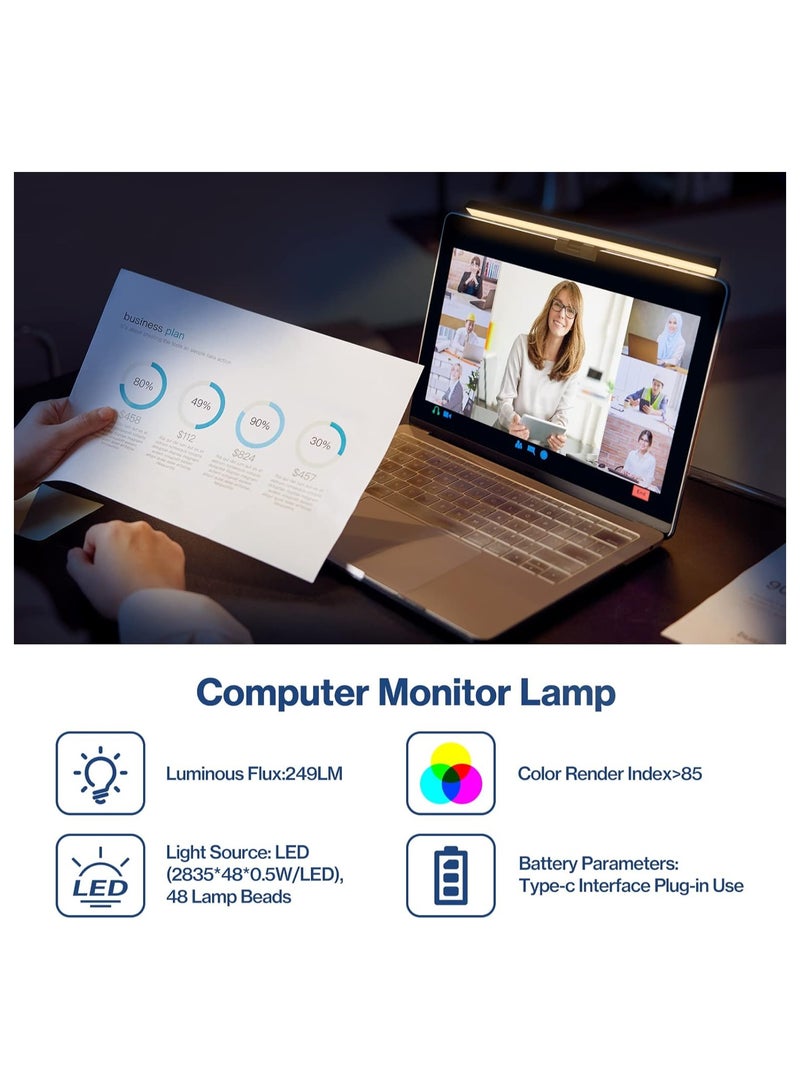 GuRiver 50cm-Computer Monitor Lamp, Light Bar for Eye Caring, e-Reading LED Task Lamp with Auto-Dimming & Stepless Hue Adjustment, Touch Control, No Screen Glare Space Saving Home Office Lamp- 1pcs - Image 4