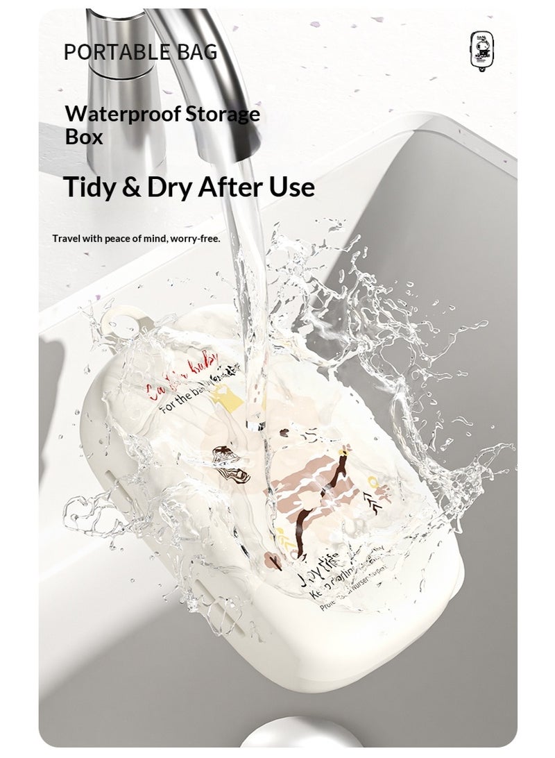 طقم فرش تنظيف رضّاعات الأطفال المحمول مع رف تجفيف - مجموعة تنظيف سيليكون 6 في 1 للرضّاعات والماصات والحلمات - حقيبة تخزين مناسبة للسفر - بيج - Image 5