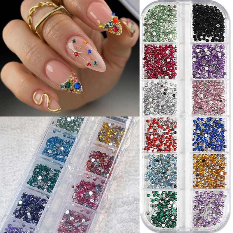 JALIYA 3000pcs 3D Flatback Rhinestones 2mm Mini Charms for Nail Design - Colorful Resin Diamonds Gems Jewels Kit for Nail Art and Crafting - Image 4