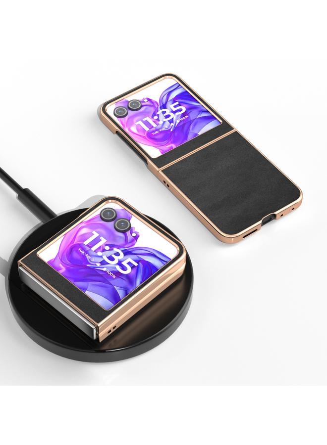 اس-توب جراب لهاتف Motorola Razr 50 / Razr 60، جراب واقٍ من جلد البقر ثنائي اللون مطلي بالكهرباء النانوية - Image 2