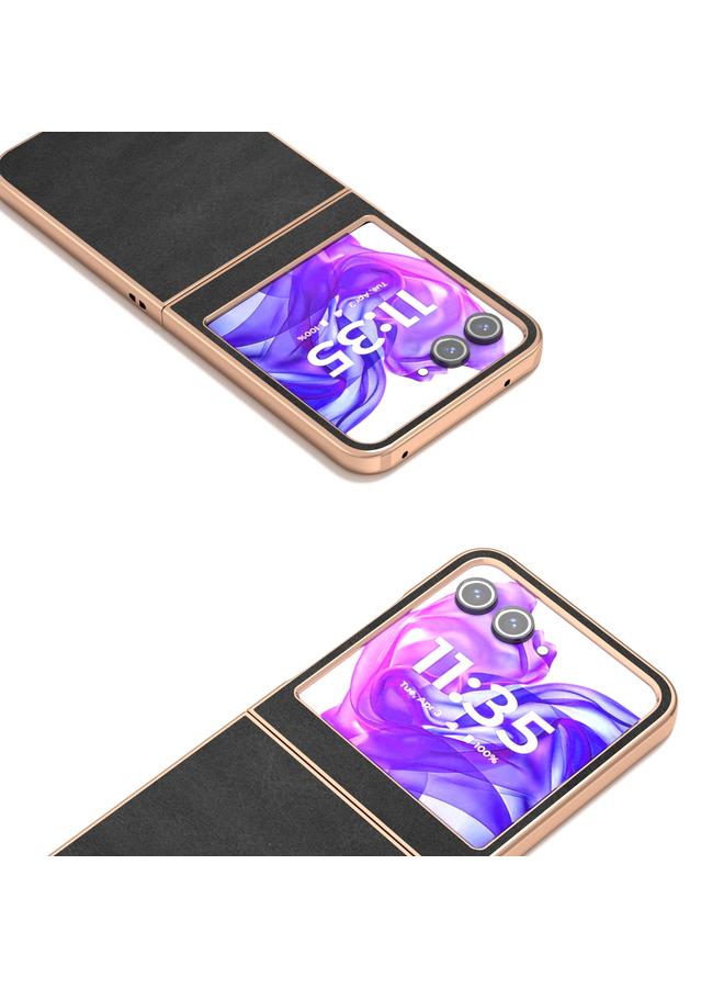 اس-توب جراب لهاتف Motorola Razr 50 / Razr 60، جراب واقٍ من جلد البقر ثنائي اللون مطلي بالكهرباء النانوية - Image 3