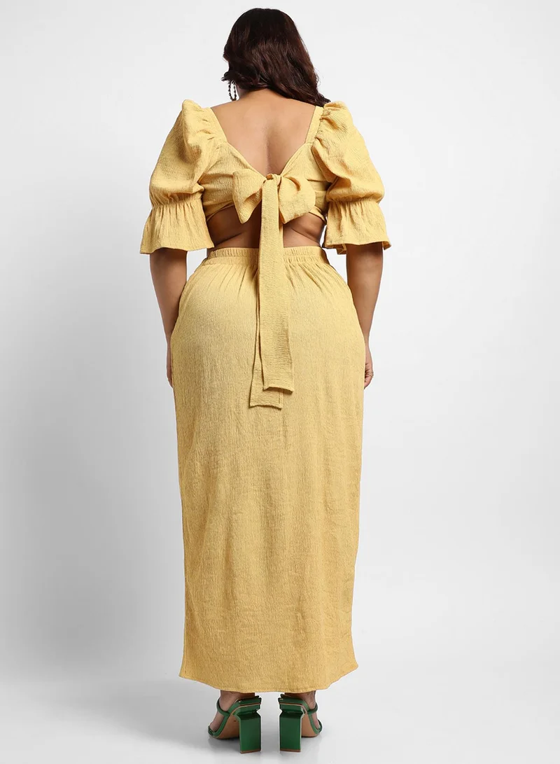 Instafab Plus Women's Yellow Cropped Co-Ord Set
