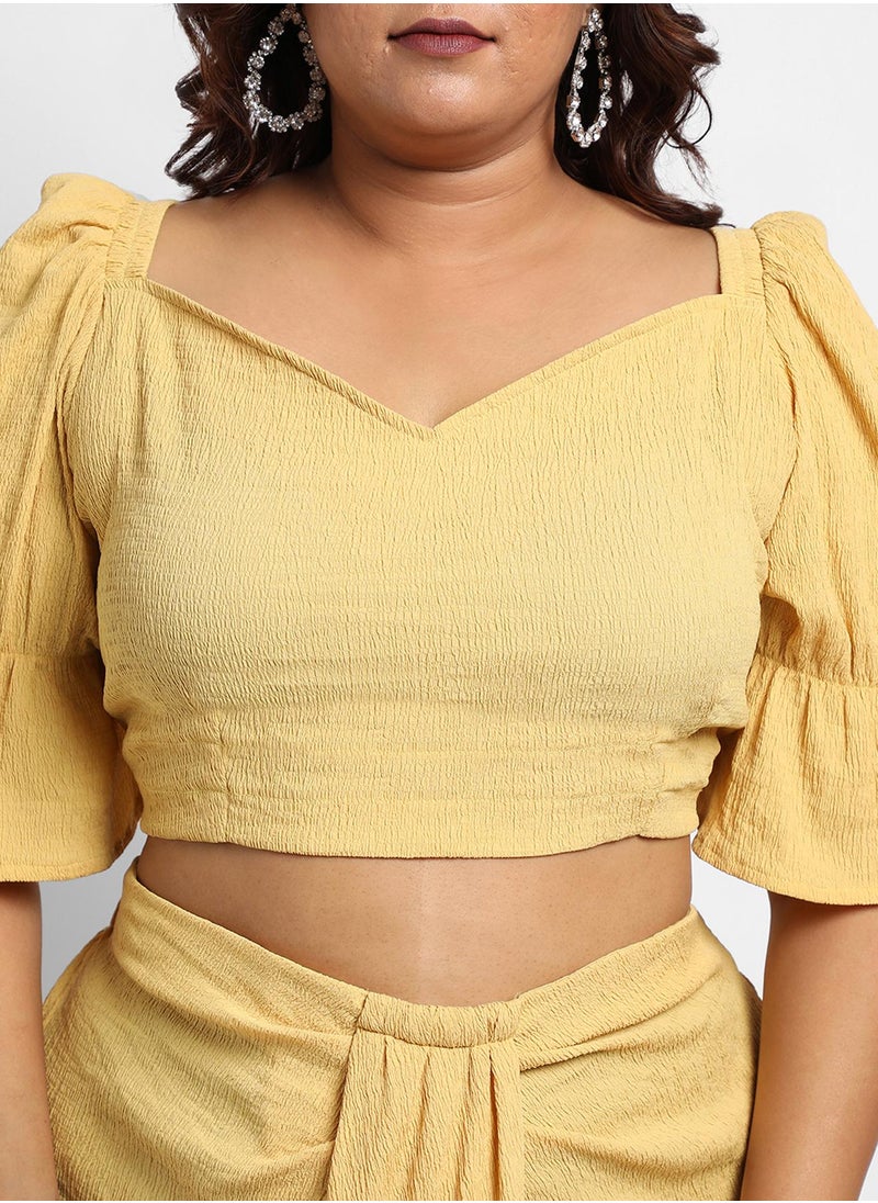 Instafab Plus Women's Yellow Cropped Co-Ord Set  - Image 5