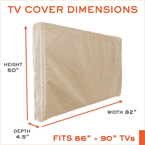 Bozzcovers Outdoor TV Cover 86-90 inch - with Zipper, Weatherproof, Waterproof 360 Degrees Protection, Soft Non Scratch Interior - Beige - Image 2