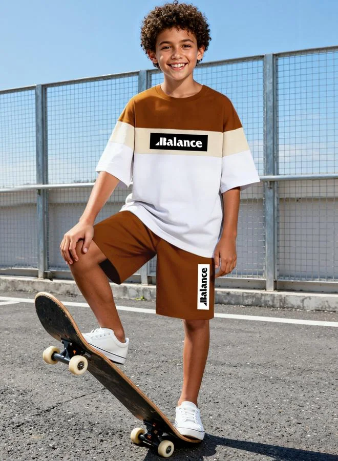 Take Two Teen Boys Color Block T-Shirt and Shorts Set