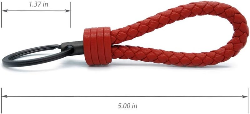 LABEN Handwoven Genuine Leather Key Chain - Red - Image 3