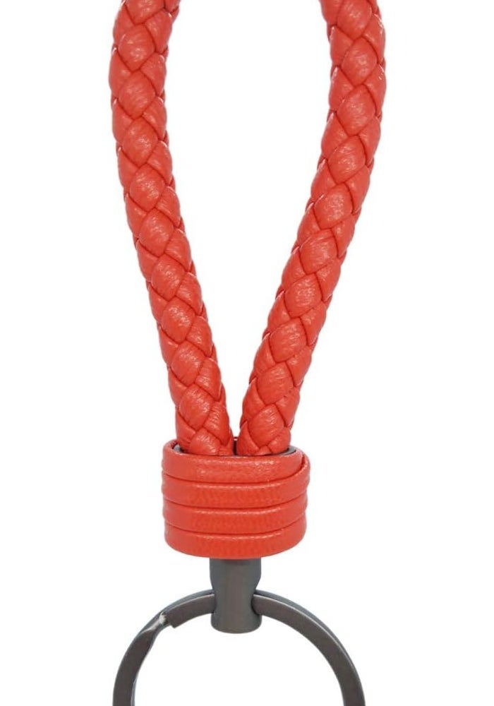 LABEN Handwoven Genuine Leather Key Chain - Red - Image 4