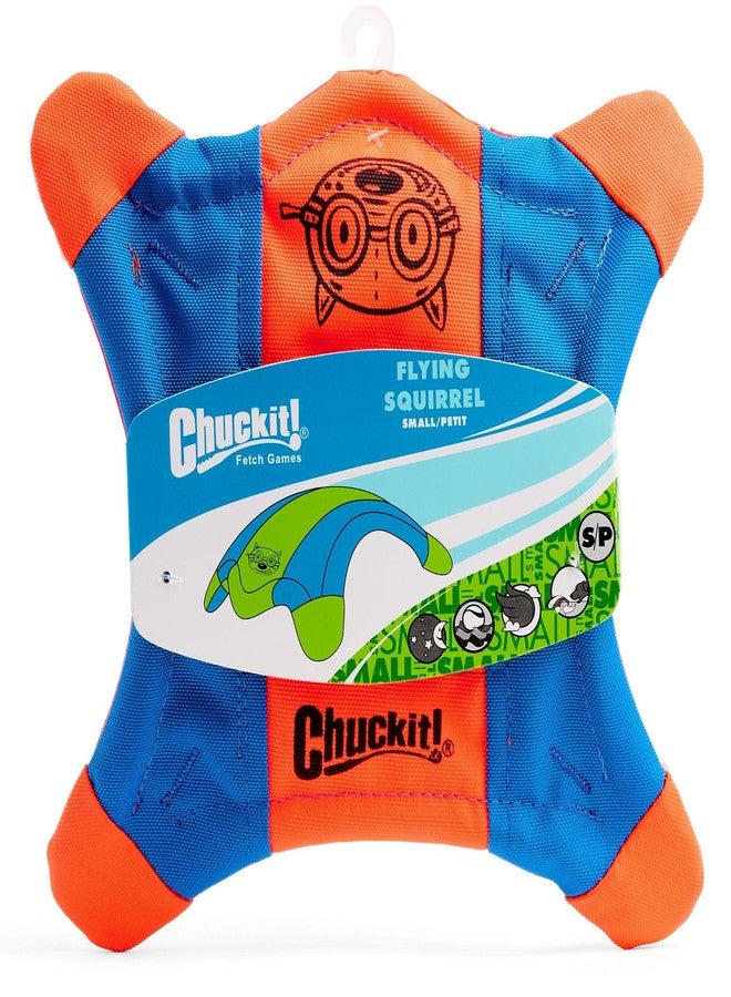 Chuckit! Flying Squirrel Fetch Dog Toy - Water Floating Flyer - Soft and Durable Polyester Canvas Construction - For Small Dogs - Size Small - 8.25-inch Diameter - Pack of 1 - Orange and Blue - Image 2