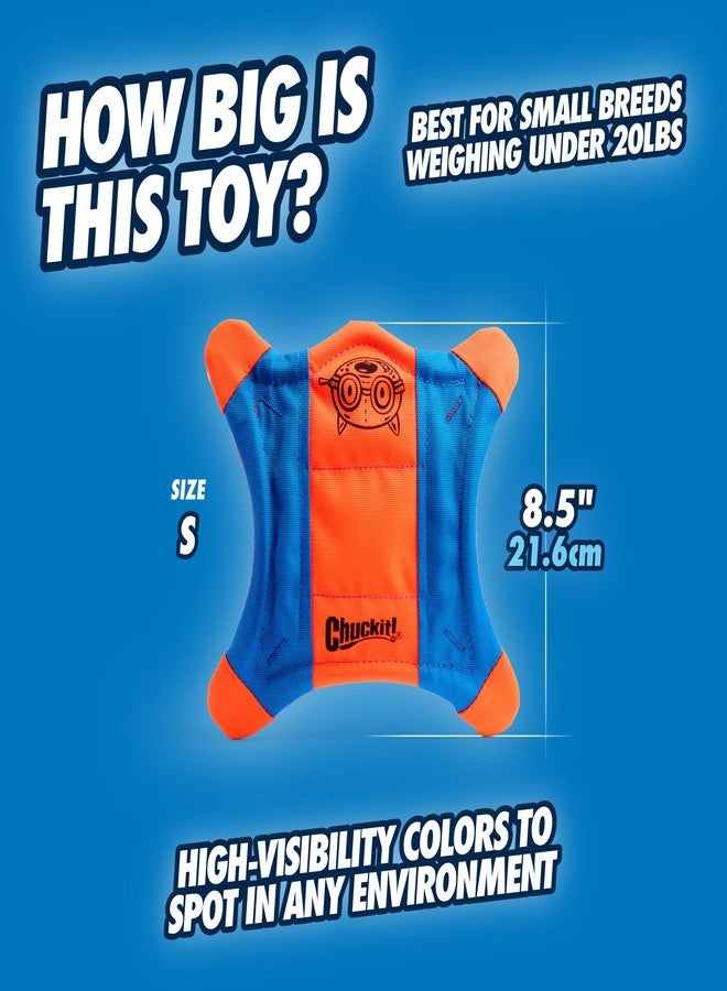 Chuckit! Flying Squirrel Fetch Dog Toy - Water Floating Flyer - Soft and Durable Polyester Canvas Construction - For Small Dogs - Size Small - 8.25-inch Diameter - Pack of 1 - Orange and Blue - Image 4