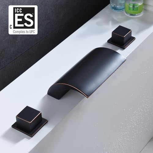 sumerain Roman Tub Faucets Oil Rubbed Bronze,Waterfall Tub Filler Faucet for High Flow - Image 2