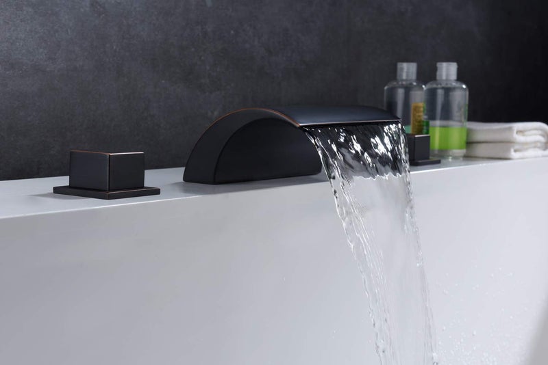 sumerain Roman Tub Faucets Oil Rubbed Bronze,Waterfall Tub Filler Faucet for High Flow - Image 4