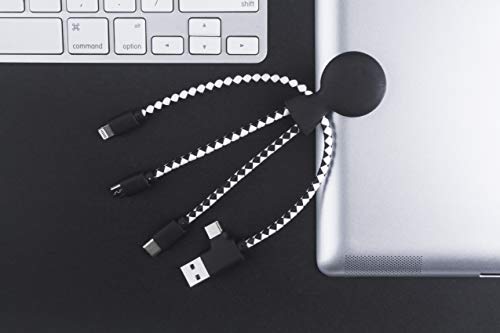 Xoopar - Mr Bio 4 in 1 Multi USB Cable Octopus Design Black - Universal Recycled Plastic Charger - USB Plug - USB-C - Lightning - Micro USB for Universal Smartphone - Image 2