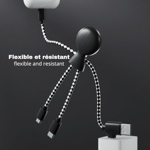 Xoopar - Mr Bio 4 in 1 Multi USB Cable Octopus Design Black - Universal Recycled Plastic Charger - USB Plug - USB-C - Lightning - Micro USB for Universal Smartphone - Image 3