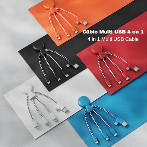 Xoopar - Mr Bio 4 in 1 Multi USB Cable Octopus Design Black - Universal Recycled Plastic Charger - USB Plug - USB-C - Lightning - Micro USB for Universal Smartphone - Image 5
