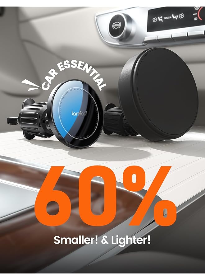 Lamicall 15W For Magsafe Car Mount Charger - [3-In-1 Upgraded Intelligent Chip] 360° Wireless Car Phone Holder Charger Vent Dashboard Magnetic Phone Holders For Iphone 16 15 14 Pro Max Mag Safe Case  - Image 3