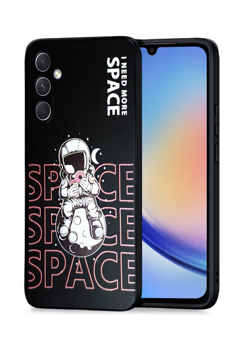 Techie جراب سيليكون أنيق وجميل يحمل عبارة I Need More Space مع بطانة داخلية من الألياف الدقيقة ووظيفة تثبيت السيارة المغناطيسية المدمجة لهاتف Samsung Galaxy A34 - Image 1