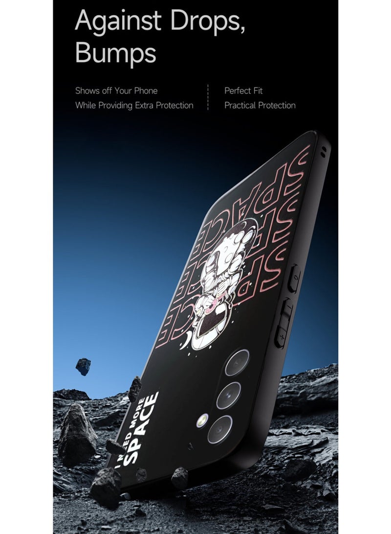 Techie جراب سيليكون أنيق وجميل يحمل عبارة I Need More Space مع بطانة داخلية من الألياف الدقيقة ووظيفة تثبيت السيارة المغناطيسية المدمجة لهاتف Samsung Galaxy A34 - Image 4