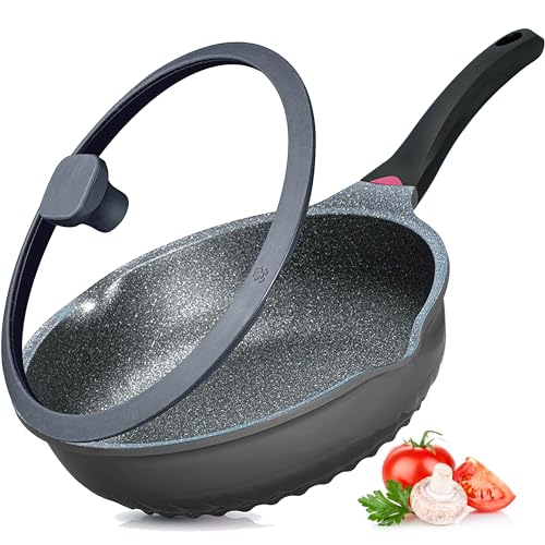 Vinchef New Handle Update 11In/5Qt Aluminum Nonstick Deep Frying Pan with Lid and Heat Indicator, Anti Scratch and Anti Stain Deep Saute Pan, Induction Compatible - Image 1