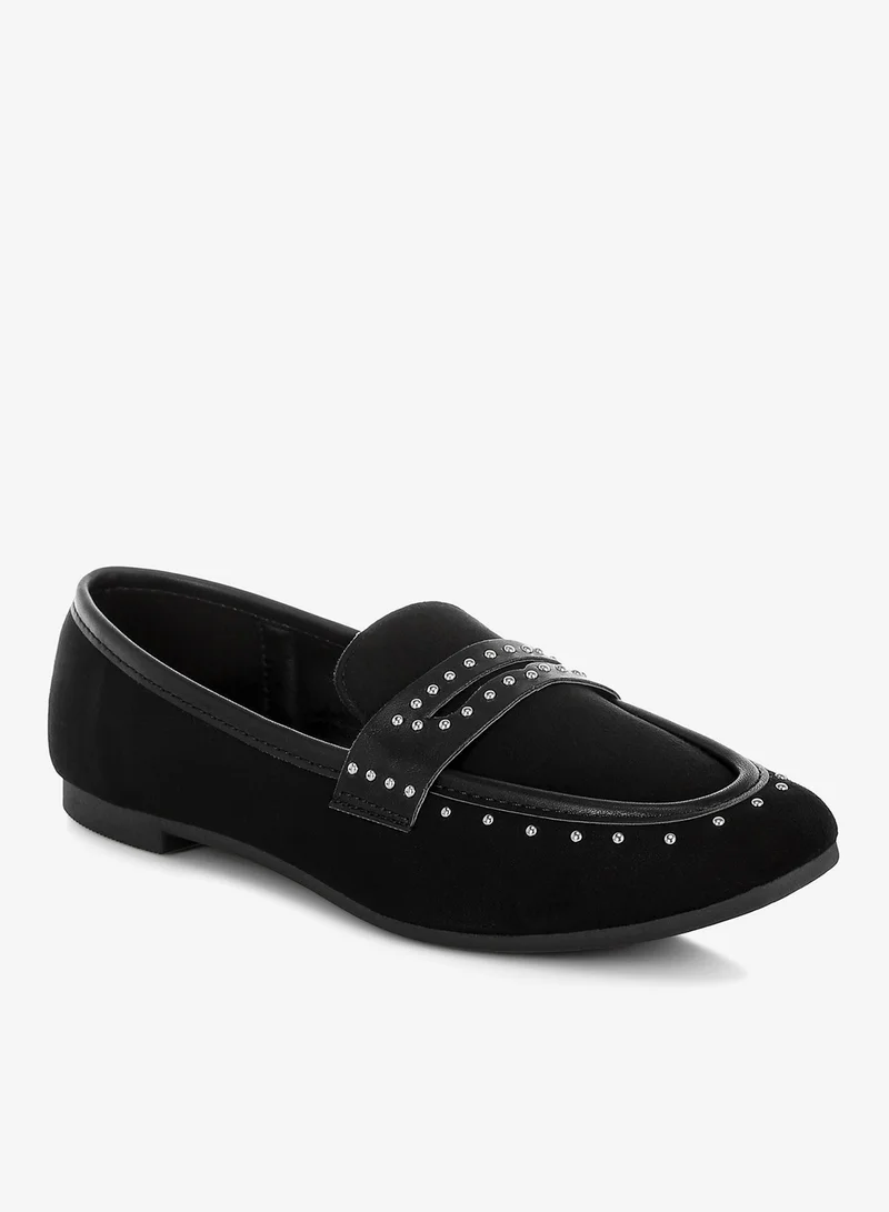 London Rag London Rag Women's Penny Strap Studded Loafers In Black