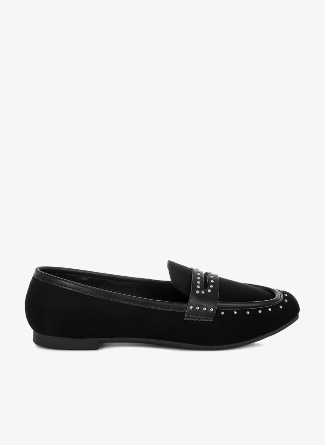 London Rag London Rag Women's Penny Strap Studded Loafers In Black