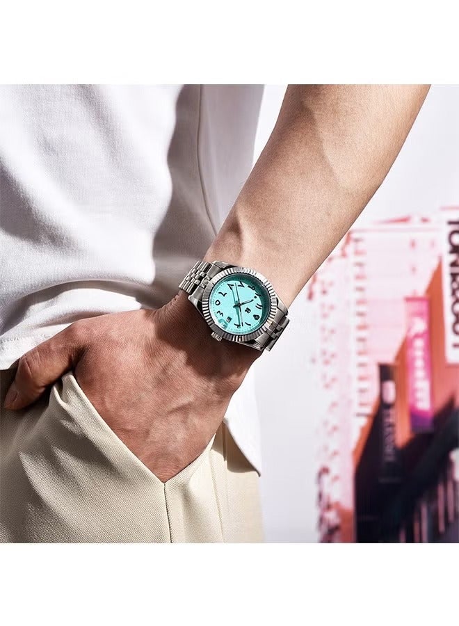 RollsTimi  Men's Business Watches, Stainless Steel Mechanical Frame, Date Display, Luminous Hands, Stainless Steel Strap RT-128 - Image 4