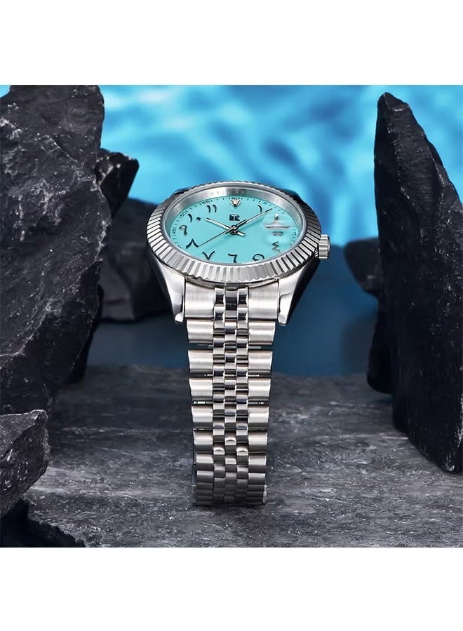 RollsTimi  Men's Business Watches, Stainless Steel Mechanical Frame, Date Display, Luminous Hands, Stainless Steel Strap RT-128 - Image 3