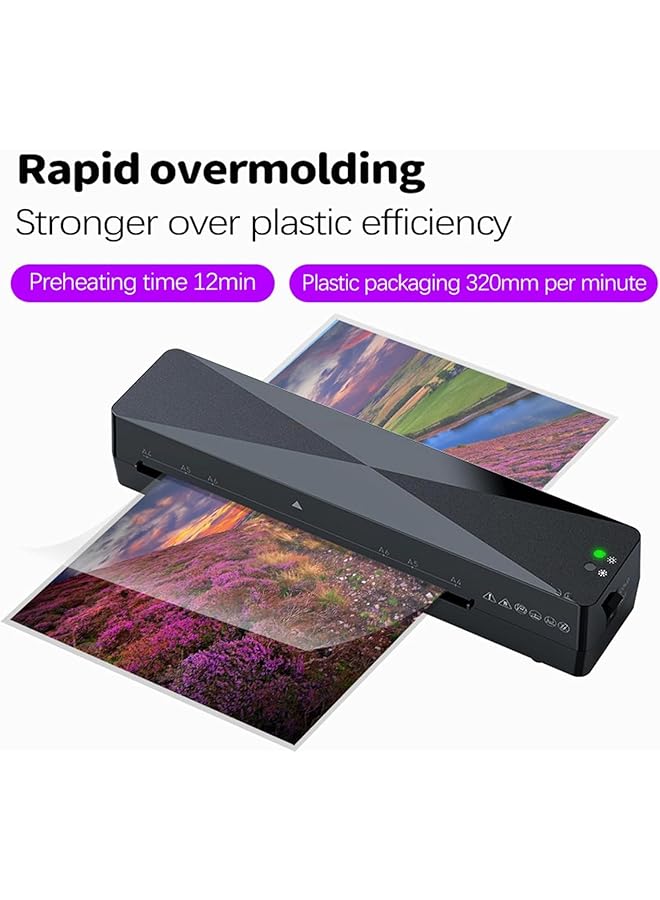 erorex A4 Laminator Hot And Cold Machine Desktop Portable Laminator With 15 Pcs A4 A5 A6 Laminating Pouches Abs Control Film Removal 2 3Min Warm Up For Home Office Schoo Black 332 * 91 * 66Mm  - Image 5