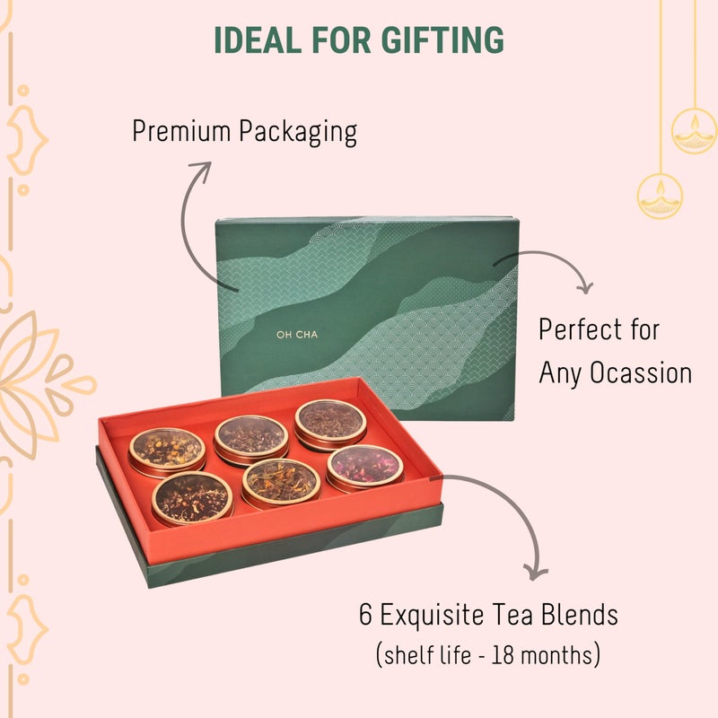 OH CHA - Ikigai Tea Gift Box | 6 Assorted Herbal & Green Teas | Pure Botanicals | Luxury Tea Gift Set for Wellness, & Mindfulness | Tea Sampler Gift Pack | Christmas Gift - Image 5