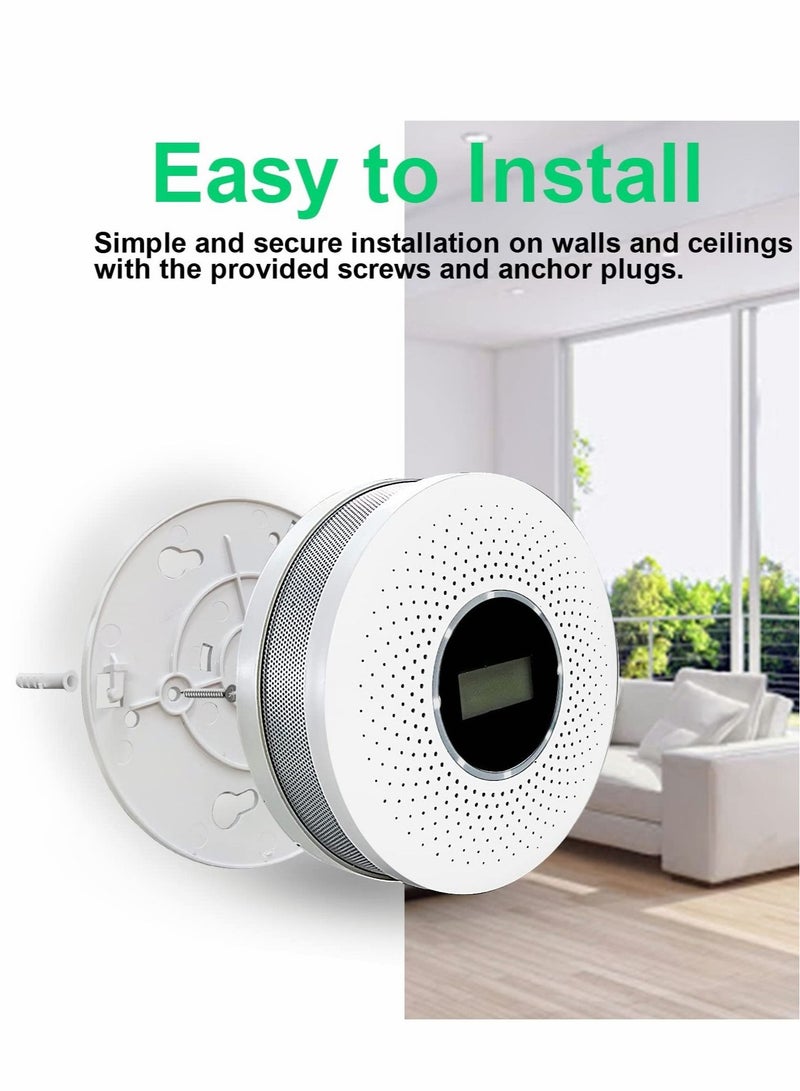 Captaintech Combination Smoke and Carbon Monoxide Alarm Detector, Dual Sensor CO Detector Battery Powered with LCD Display Sound Warning for Home,School,Office - Image 3