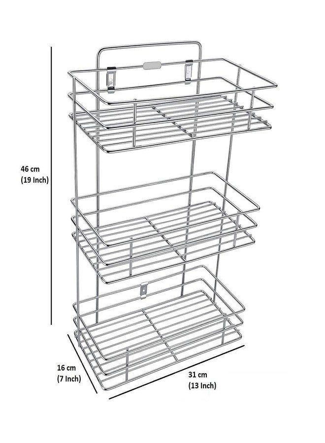 Gcrox Wall Mount Stainless Steel Multipurpose Storage Rack/Shelf,Kitchen Rack and Shelves for Storage (kitchen rack) -tripple/1 - Image 2