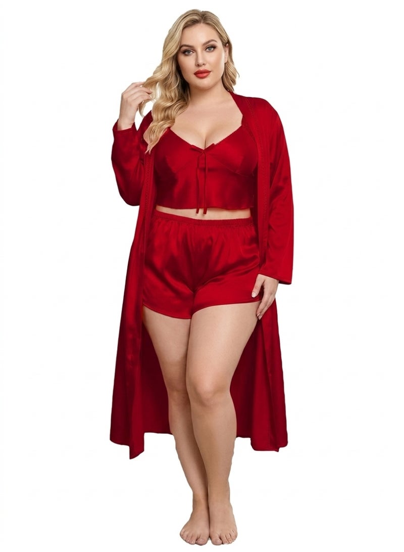 Lingerie Set Consists of 3 Pieces Model 311 , Red - Image 2