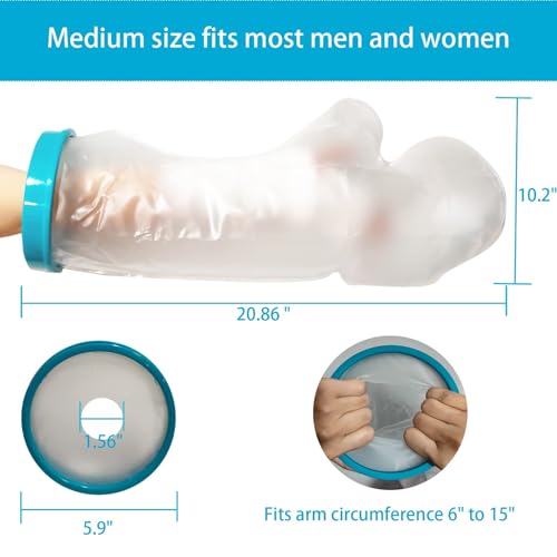 Tideshake 100% Waterproof Cast Covers for Shower Arm Adult, Reusable Half Arm Cast Protector, Cast Bag, Cast Sleeve - Watertight Protection for Wound Hands, Fingers, Wrists, Arms - Image 2