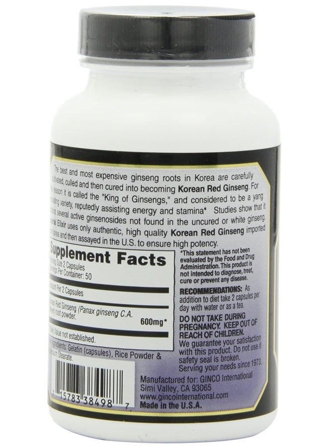 Imperial Elixir , Korean Red Ginseng, 600 mg, 100 Capsules - Image 3