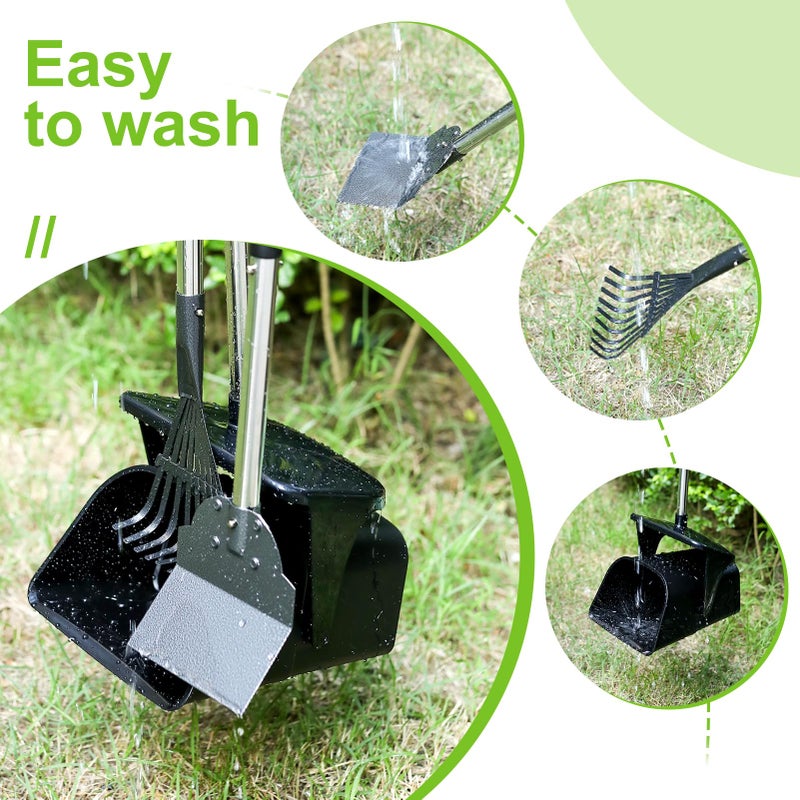 YGNNXRN Pooper Scooper Large Swivel Bin & Rake & Spade with 20 Waste Bags and 1 Hook, 39.3" Long Handle Metal Dog Pooper Scooper for Yard, Easy to Clean Pet Waste Use on Grass, Dirt, Gravel or Flats - Image 5